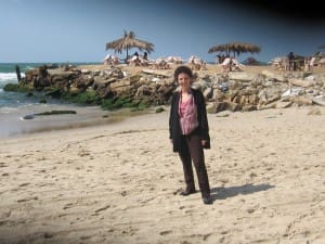 Nora Lester Murad on the Gaza beach, April 2013
